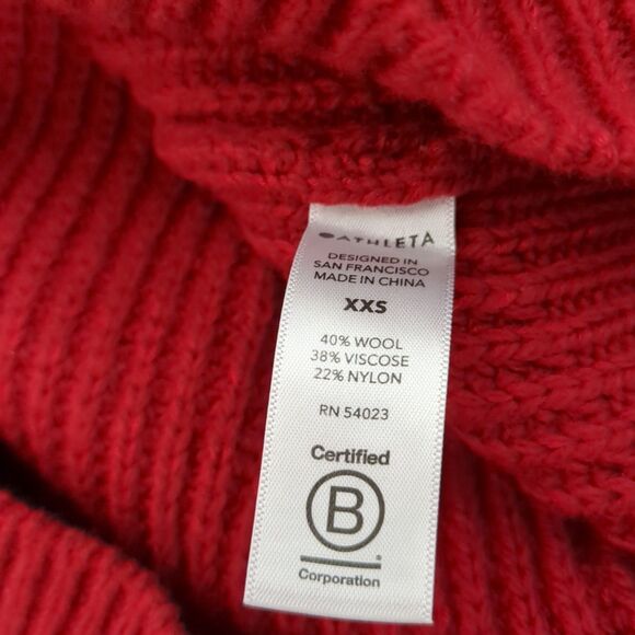 Athleta Cascades Crew Wool Blend Candy Red Knit Relaxed Fit Sweater Women's XXS - Picture 6 of 6